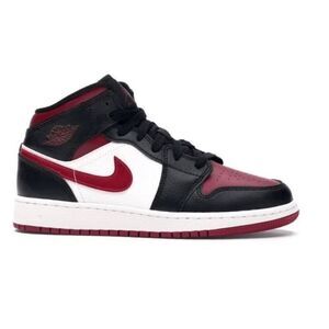 NIKE Air Jordan 1 Mid 'Bred Toe' GS Sneakers Size 6.5Y